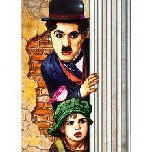 Bedeko Duvardan Bakan Charlie Chaplin Çizimi Mdf Ahşap Tablo