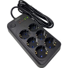 Brf Store Degernet Lunatic Showmax Serisi SH-3046 Termal Akım Korumalı Priz 2 mt (6 Priz + 2 USB + 2 Type-C) (