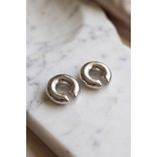 Değirmen Grup 316L Çelik Gümüş Renk Çiftli Earcuff Küpe - Lisinya