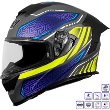 Gp Kompozit GP MY HELMET MKS001-RGBY Yarış Spoiler Güneş Vizörlü Şeffaf Full Face Motosiklet Kaskı - XL