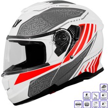 Gp Kompozit GP MY HELMET MKS002-WRG Güneş Vizörlü Şeffaf Çene Açılır Motosiklet Kaskı - XL