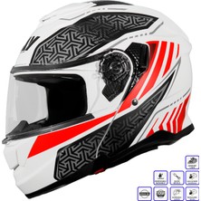Gp Kompozit GP MY HELMET MKS002-WRB Güneş Vizörlü Şeffaf Çene Açılır Motosiklet Kaskı - L