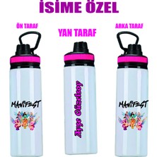 Dkdz Shop Manifest Çizim Baskılı Isime Özel Metal Suluk 800ML - Pembe