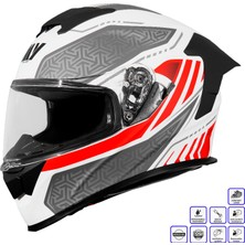 Gp Kompozit GP MY HELMET MKS001-WRG Yarış Spoiler Güneş Vizörlü Şeffaf Full Face Motosiklet Kaskı - XXL
