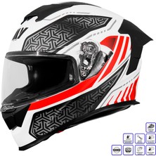 Gp Kompozit GP MY HELMET MKS001-WRB Yarış Spoiler Güneş Vizörlü Şeffaf Full Face Motosiklet Kaskı - XL