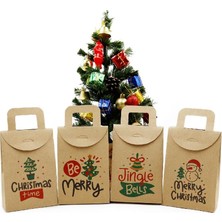 Brf Store Degernet 10X15 Noel ve Yılbaşı Temalı Kraft Hediye Kutusu Seti (4 Adet) – 10X15 Cm, Çift Taraflı Bas