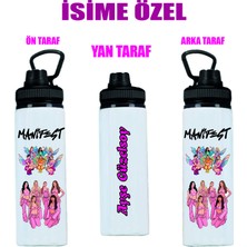Dkdz Shop Manifest Çizim Baskılı Isime Özel Metal Suluk 800ML -Siyah