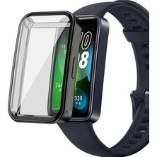 Brf Store Degernet Huawei Band 8, 9 ve 10 ile Uyumlu Kasa ve Ekran Koruyucu 360 Tam Koruma Silikon Kılıf (Siya