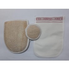 Brf Store Oreviosell Anatolia Soap 1978 El Geçmeli Kabak Vucut Yüz 3 Set Beyaz Kalın Düz Kese, Tüm Vücud Için