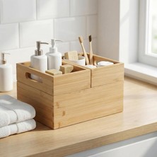 Brf Store Oreviosell Deconox 3'lü Modüler Bambu Organizer Set - Üst Üste Geçebilen Çok Amaçlı Çekmece Içi ve M