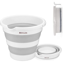 Brf Store Oreviosell 12 Litre Katlanabilir Kova - Akordiyon Katlanır Kova - Araba Kovası - Gri - 32.5 x 27.5 x