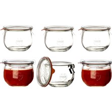 Brf Store Oreviosell Weck Hava Geçirmez Clip-Close Kapalı Tulip 580 ml Kapaklı Kap 100 Mm, 6 Adet, Cam, Şeffaf