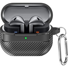 Brf Store Oreviosell Teknoft Samsung Galaxy Buds 3 Pro, Buds 3 ve Buds 3 Fe ile Uyumlu Mat Karbon Fiber Dokulu
