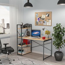 TeknoKapsül CLM108 Ceviz Metal Kitaplıklı Çalışma Masası