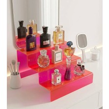 Trend Pleksi Özel Tasarım 3 Katlı Merdiven Stand (30CM Fuşya)