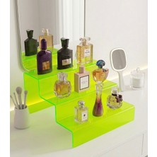 Trend Pleksi Özel Tasarım 3 Katlı Merdiven Stand (30CM Neon Yeşil)