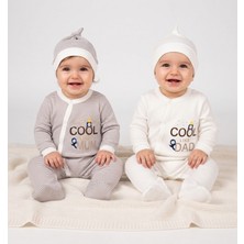 Bebelanka %100 Pamuk 2'li Yenidoğan Bebek Tulum Seti – Cool Like Dad & Cool Like Mum Baskılı, Şapkalı, 0-3 Ay & 3-6 Ay