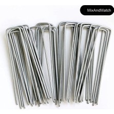 Mix And Match 4 mm Galvanizli U Kazık /  Çivi 15 cm | 50 Adet | Sera Taban Örtüsü, Malç Örtüsü, Don Örtüsü, Fındık Filesi, Çim Filesi Sabitleme Kazığı | U Kazık, Örtü Sabitleme Çivisi