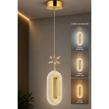 Mavera Lighting Serra Model Sarkıt Avize 3 Renk LED Isıklı Kumandalı Salon Oturma Odası Avize