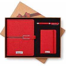 Hediye Rengi Isme Özel Lüx Organizerli Tarihsiz Sonsuz Ajanda Kalem ve Not Defteri Seti Kutulu