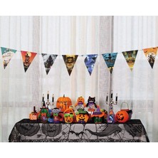 Marsilyan Cadılar Bayramı Halloween Flama Bayrak Banner Süs 8 Li 3 Metre