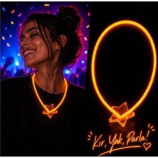 Evimdeyokyok Glow Kolye Neon Fosforlu Işıklı Kolye Turuncu Renk