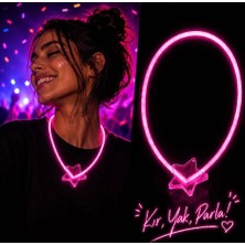 Evimdeyokyok Glow Kolye Neon Fosforlu Işıklı Kolye Pembe Renk