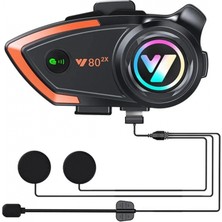 Marsilyan Yeni Model Y80-2X Motosiklet Intercom 2 Kişilik Bağlantı Rgb Işıklı Bluetooth Kulaklık Seti