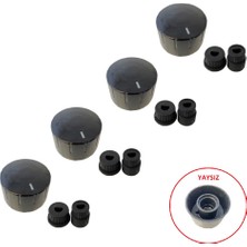 YFS Essence Ile Uyumlu Düğme 4 Lü Takımı Ankastre Set Üstü Ocak Düğmesi - Tip 3 Siyah (Yaysız) Görselle Eşleştiriniz