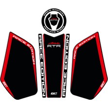 GP Kompozit TVS Apache RTR 200 2024 Uyumlu Tank Pad Seti Siyah - Kırmızı