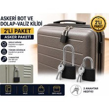 Beneficio Askeri Bot ve Valiz Kilidi 2'li Paket | Dolap, Bavul, Çanta ve Yurt Dolabı Için Dayanıklı Pirinç Asma Kilit |