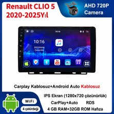 Conio Renault CLIO 5  2020-2025 Yıl uyumlu 4GB Ram 32GB Rom Hafıza Android Kablosuz Carplay Navigasyon Multimedya 9 Inç Ekran Hediye görüş kamerası Hediye Çerçevesi