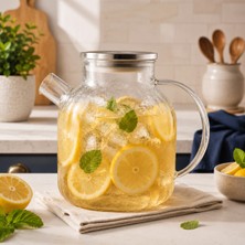 Isıya Dayanıklı Cam Demlik 1.5 Litre Süzgeçli Bitki Çayı ve Sunum Demliği | Kitchera Home
