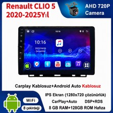 Conio Renault CLIO 5  2020-2025 Yıl uyumlu 8GB Ram 128GB Rom Hafıza Android Kablosuz Carplay Navigasyon Multimedya 9 Inç Ekran Hediye görüş kamerası Hediye Çerçevesi