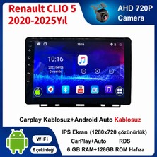 Conio Renault CLIO 5  2020-2025 Yıl uyumlu 6GB Ram 128GB Rom Hafıza Android Kablosuz Carplay Navigasyon Multimedya 9 Inç Ekran Hediye görüş kamerası Hediye Çerçevesi
