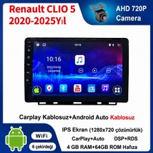 Conio Renault CLIO 5  2020-2025 Yıl uyumlu 4GB Ram 64GB Rom Hafıza Android Kablosuz Carplay Navigasyon Multimedya 9 Inç Ekran Hediye görüş kamerası Hediye Çerçevesi