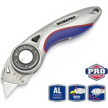 Workpro WP211013 Ağır Hizmet Alüminyum Gövde Açı Ayarlı Katlanır Rötuş Maket Bıçağı + 5 Adet Yedek Bıçak