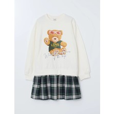 Lc Waikiki Yeni Sezon Bisiklet Yaka Ayı Teddy Baskılı Kız Çocuk Elbise