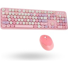ForWhat Büro Ev Ofis Bilgisayarı Için Sevimli Pembe Combo Klavye Mouse Seti