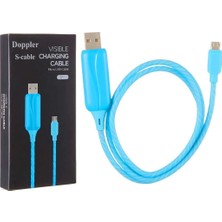 Doppler Şarj Kablosu Işıklı Mavi Micro USB