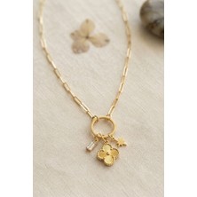Altaylar Tedarik Gold Renk Ataç Zincir Yonca Model Kadın Kolye