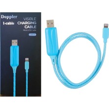 Doppler I-Cable Işıklı Usb-A To Micro USB Şarj ve Veri Kablosu Mavi