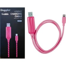 Doppler Şarj Kablosu Işıklı Pembe USB To Lightning