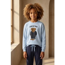 Bony Socks Erkek Çocuk Teddy Desenli Sweatshirt Pijama Üstü Mavi