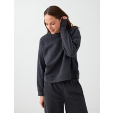 Jimmy Key  Antrasit Melanj Loose Bisiklet Yaka Örme Sweatshirt