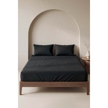 Riva İstanbul Siyah Pamuklu Çift Kişilik Lastikli Çarşaf 160x200