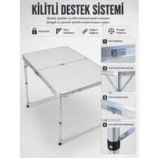 Nemere Ithalat 4 Kişilik Katlanabilir Kamp Masası Seti 4 Tabureli 50-65 cm Ayarlanabilir Yükseklik