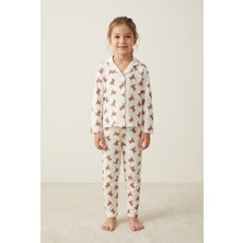 Monox %100 Pamuk Kız Çocuk Düğmeli Pijama Takımı – Uzun Kollu