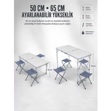 Nemere Ithalat 4 Sandalyeli Katlanabilir Kamp Masası Portatif Bahçe Kamp ve Piknik Masa Seti