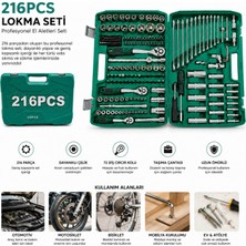 Marsilyan 216PCS Lokma Seti Lokma - Soket - Bits Adaptör - 3AD.CIRCIR Kolu Plastik Çantalı (4887)